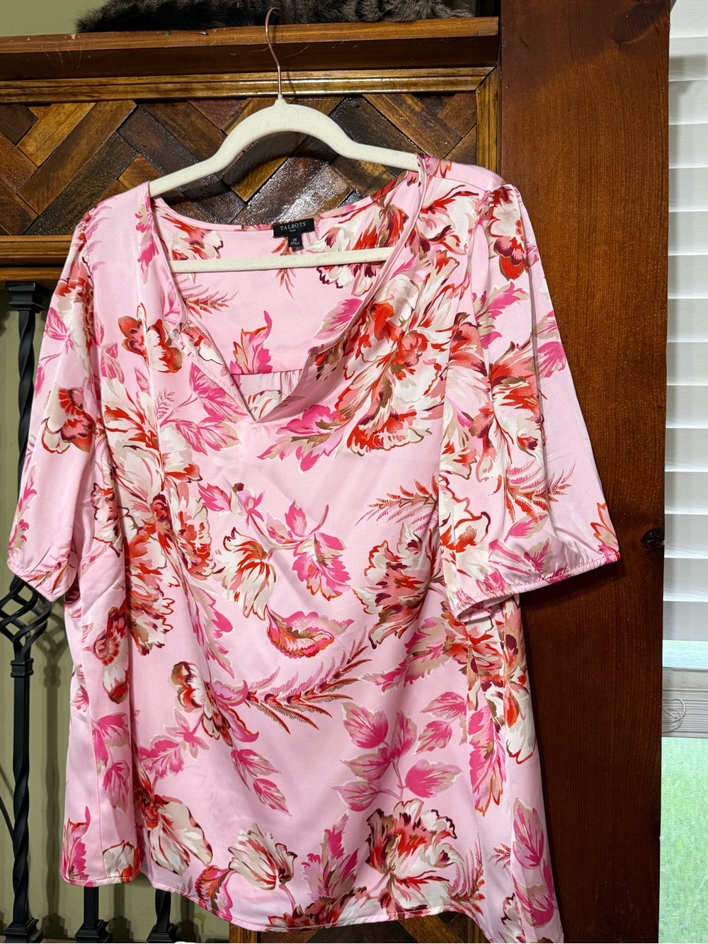 Talbots Pink Floral Satin Top